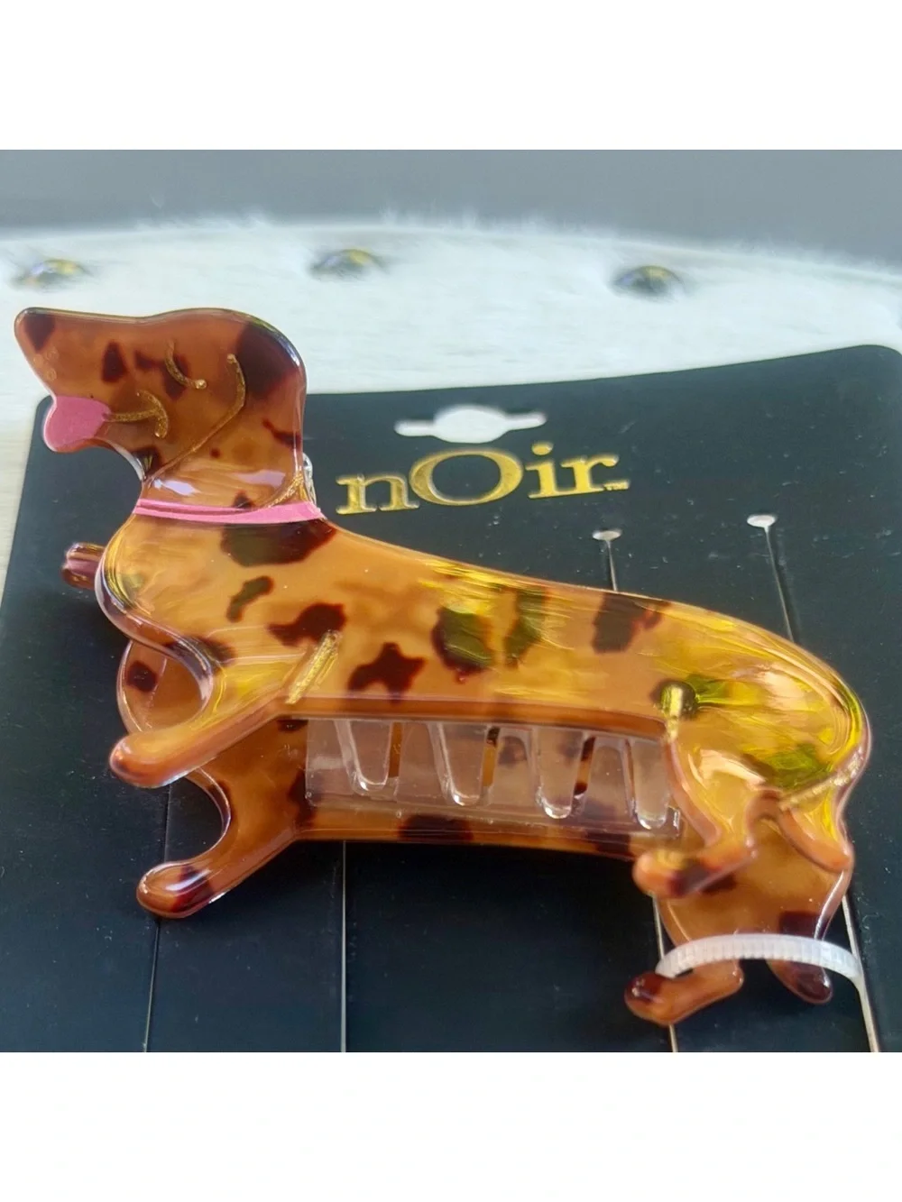 Noir Dachshund Acrylic Hair Claw Clip Brown Eclectic Y2K Cute Dog Lover Gift NWT